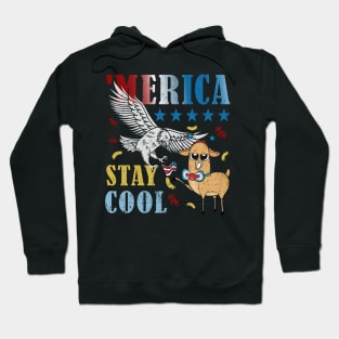 Merica Funny Eagle and Llama Stay Cool Hoodie